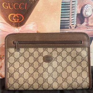 Gucci Anniversary Collection Coated Canvas GG Clutch - Made in Italy
